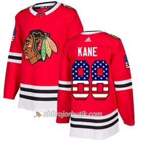 Män Ishockey Chicago Blackhawks Tröja Patrick Kane 88 Adidas 2017-2018 Röd USA Flag Fashion Authentic